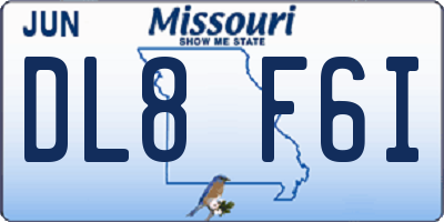 MO license plate DL8F6I