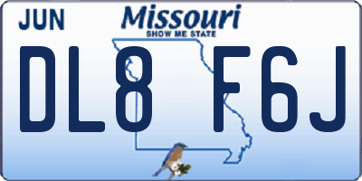MO license plate DL8F6J