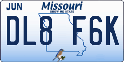 MO license plate DL8F6K
