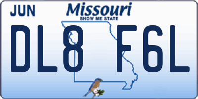 MO license plate DL8F6L