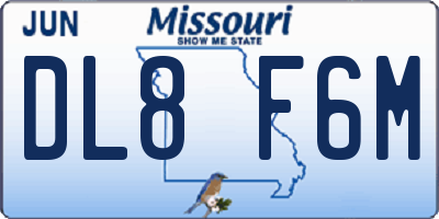 MO license plate DL8F6M
