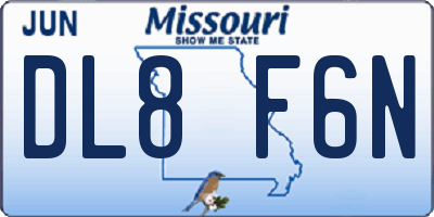 MO license plate DL8F6N