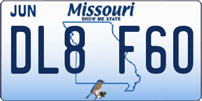 MO license plate DL8F6O