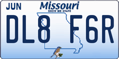 MO license plate DL8F6R