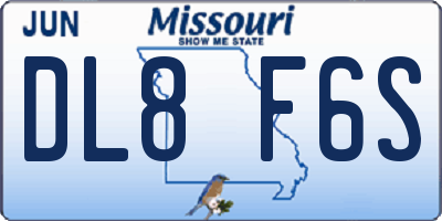 MO license plate DL8F6S