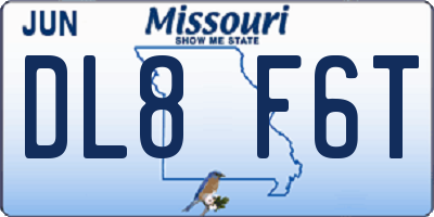 MO license plate DL8F6T