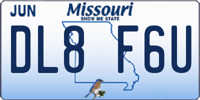 MO license plate DL8F6U