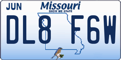 MO license plate DL8F6W