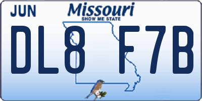 MO license plate DL8F7B