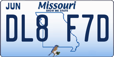 MO license plate DL8F7D