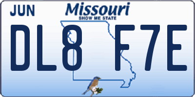 MO license plate DL8F7E