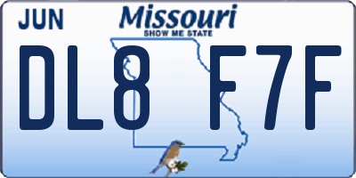 MO license plate DL8F7F