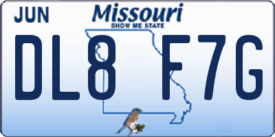 MO license plate DL8F7G