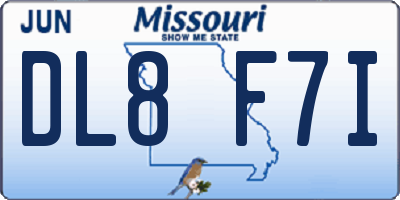 MO license plate DL8F7I