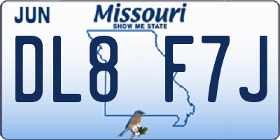 MO license plate DL8F7J