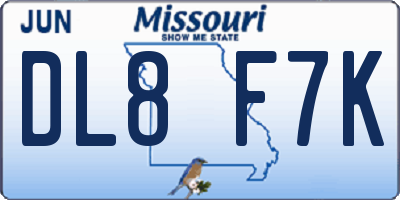 MO license plate DL8F7K