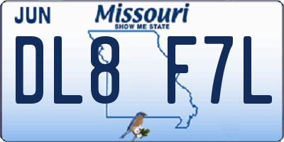 MO license plate DL8F7L