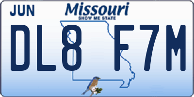 MO license plate DL8F7M