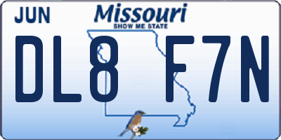 MO license plate DL8F7N