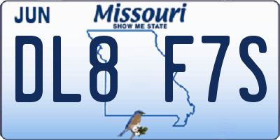 MO license plate DL8F7S