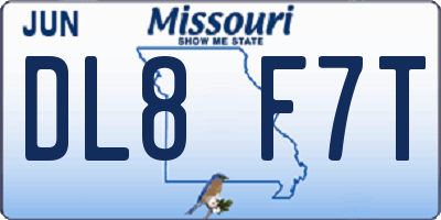 MO license plate DL8F7T