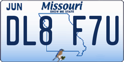 MO license plate DL8F7U