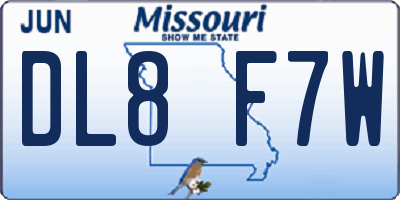MO license plate DL8F7W