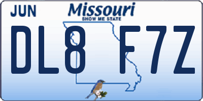 MO license plate DL8F7Z