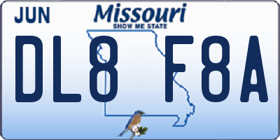 MO license plate DL8F8A