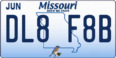 MO license plate DL8F8B