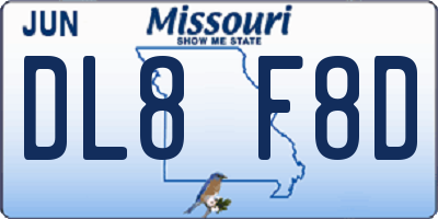 MO license plate DL8F8D