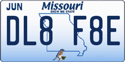 MO license plate DL8F8E
