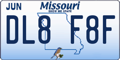 MO license plate DL8F8F