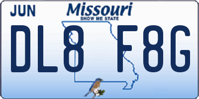 MO license plate DL8F8G