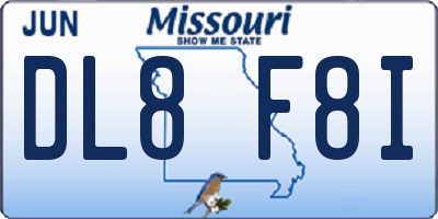 MO license plate DL8F8I