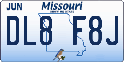 MO license plate DL8F8J