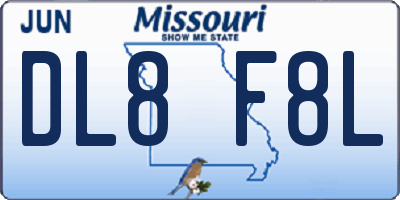 MO license plate DL8F8L