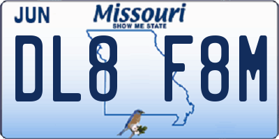 MO license plate DL8F8M