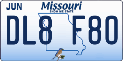 MO license plate DL8F8O