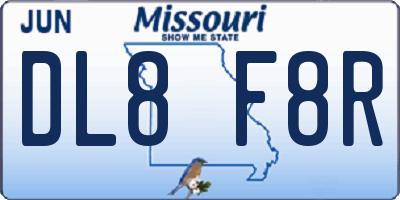 MO license plate DL8F8R