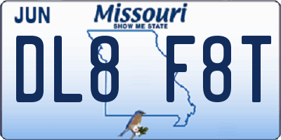 MO license plate DL8F8T