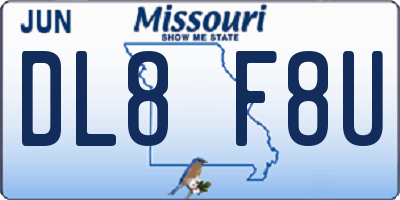 MO license plate DL8F8U