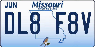 MO license plate DL8F8V