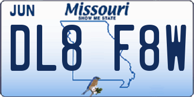 MO license plate DL8F8W