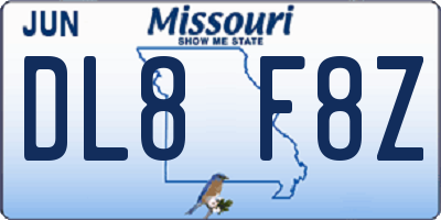 MO license plate DL8F8Z