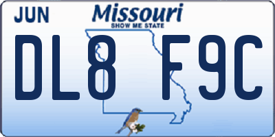 MO license plate DL8F9C