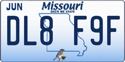 MO license plate DL8F9F