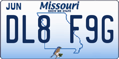 MO license plate DL8F9G