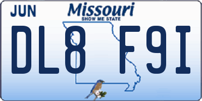 MO license plate DL8F9I