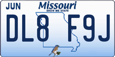 MO license plate DL8F9J